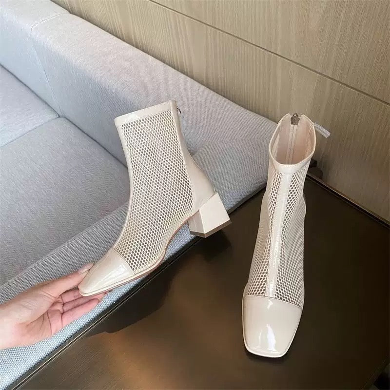 Mesh Breathable Mid-heel Ankle Boots