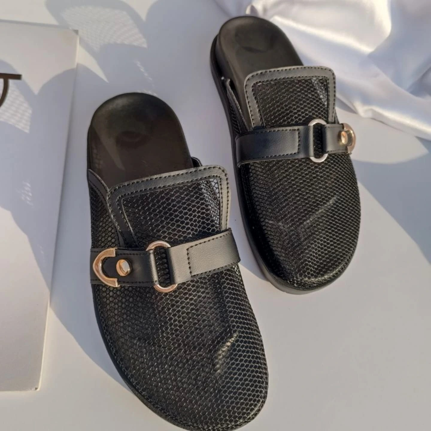 Cotton And Linen Closed Toe Half Slippers