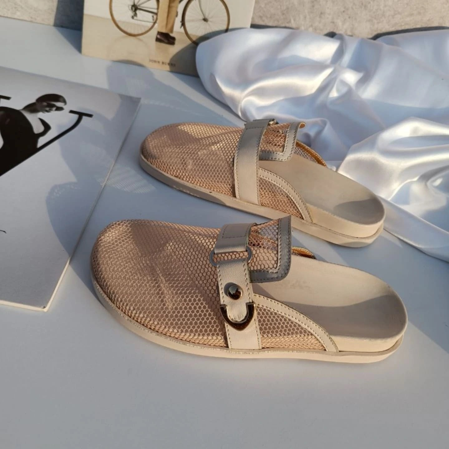 Cotton And Linen Closed Toe Half Slippers