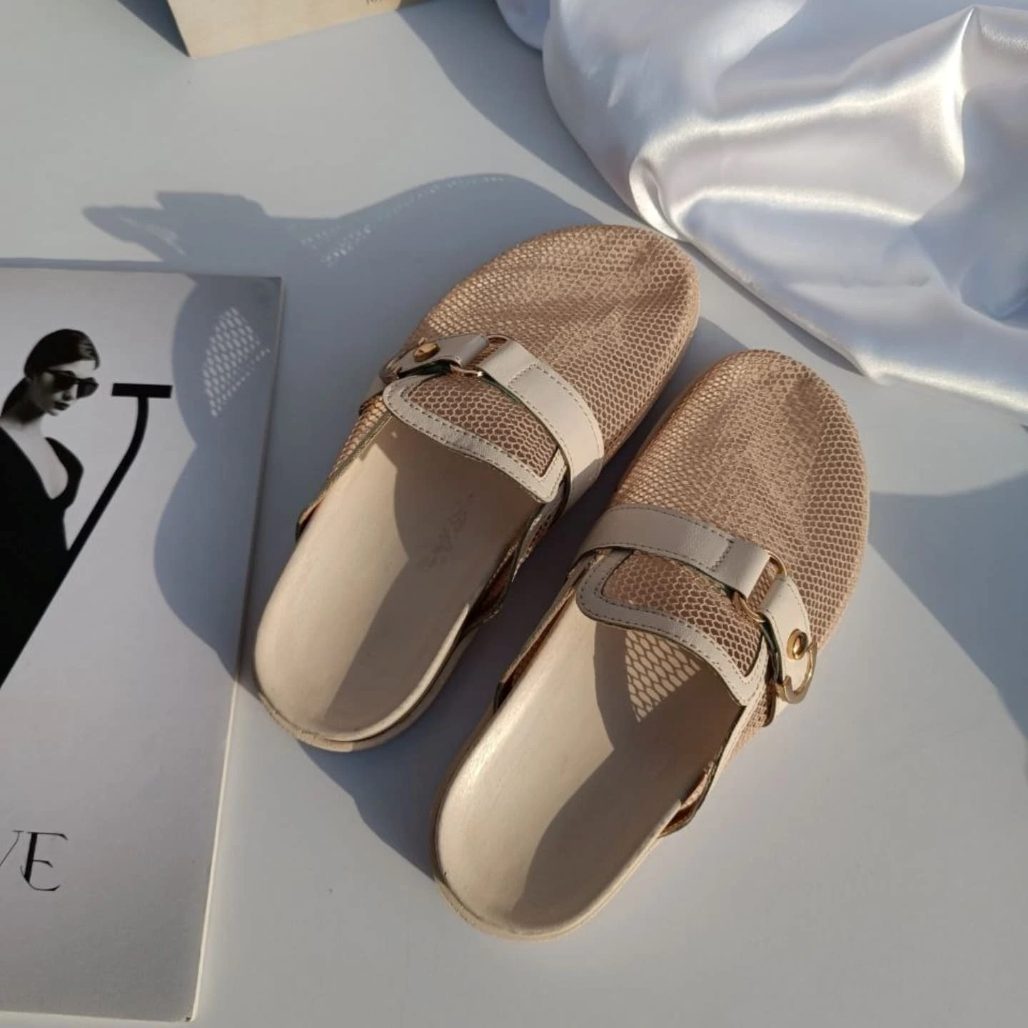 Cotton And Linen Closed Toe Half Slippers