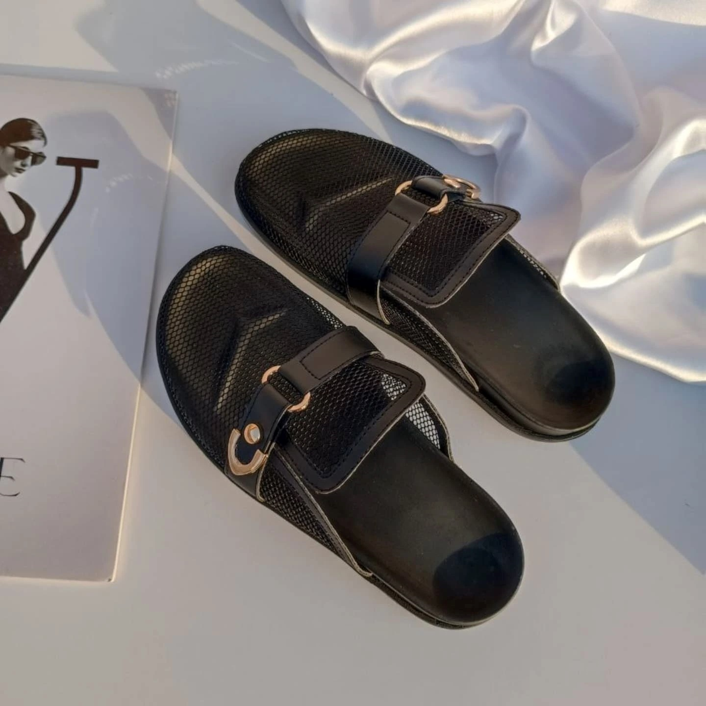 Cotton And Linen Closed Toe Half Slippers