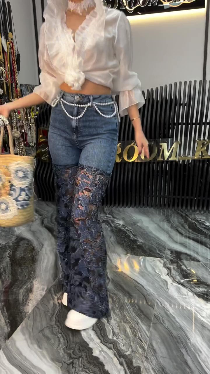 Women's Lace Patchwork Jeans