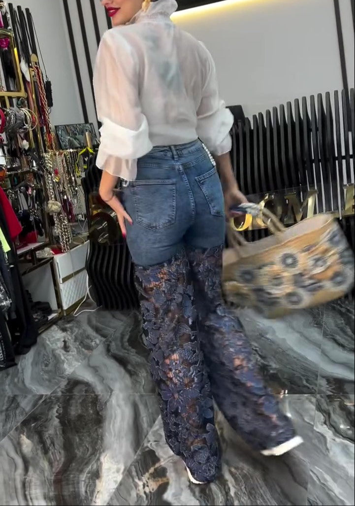 Women's Lace Patchwork Jeans