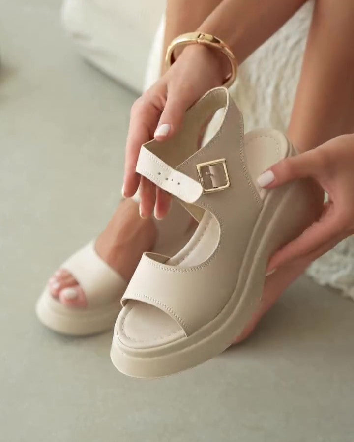 Genuine Leather Thick-soled Buckle Sandals
