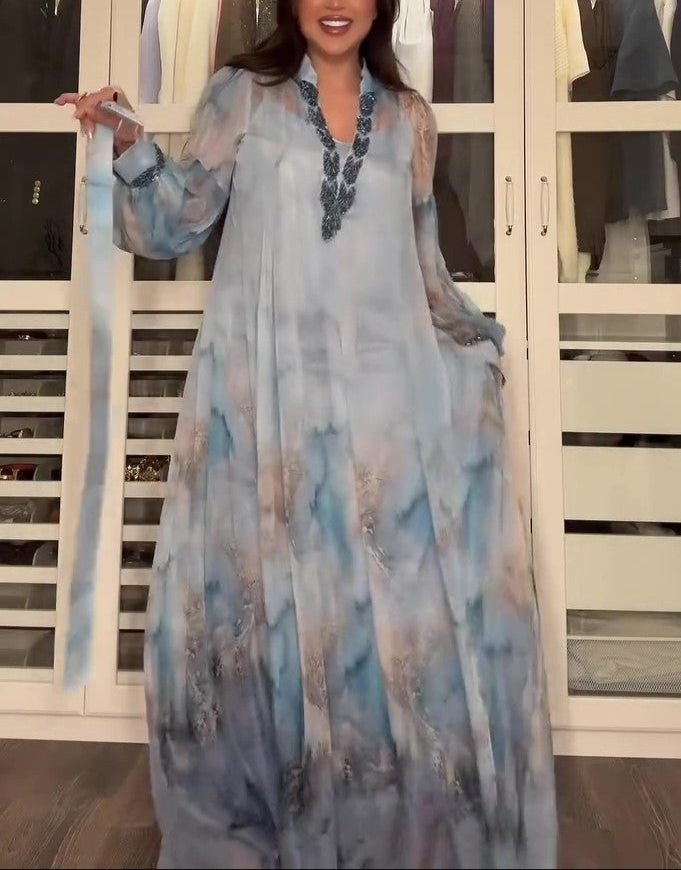 Summer Blue Tulle Maxi Dress