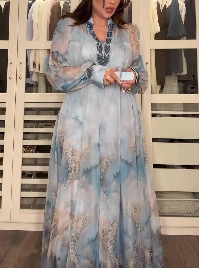Summer Blue Tulle Maxi Dress