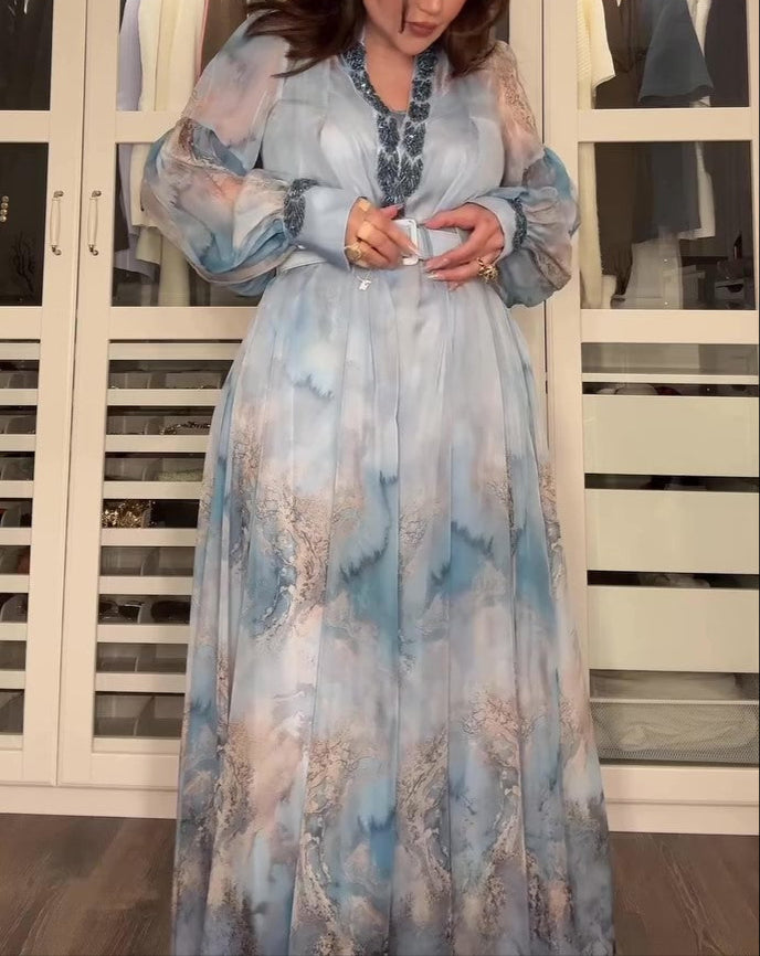 Summer Blue Tulle Maxi Dress