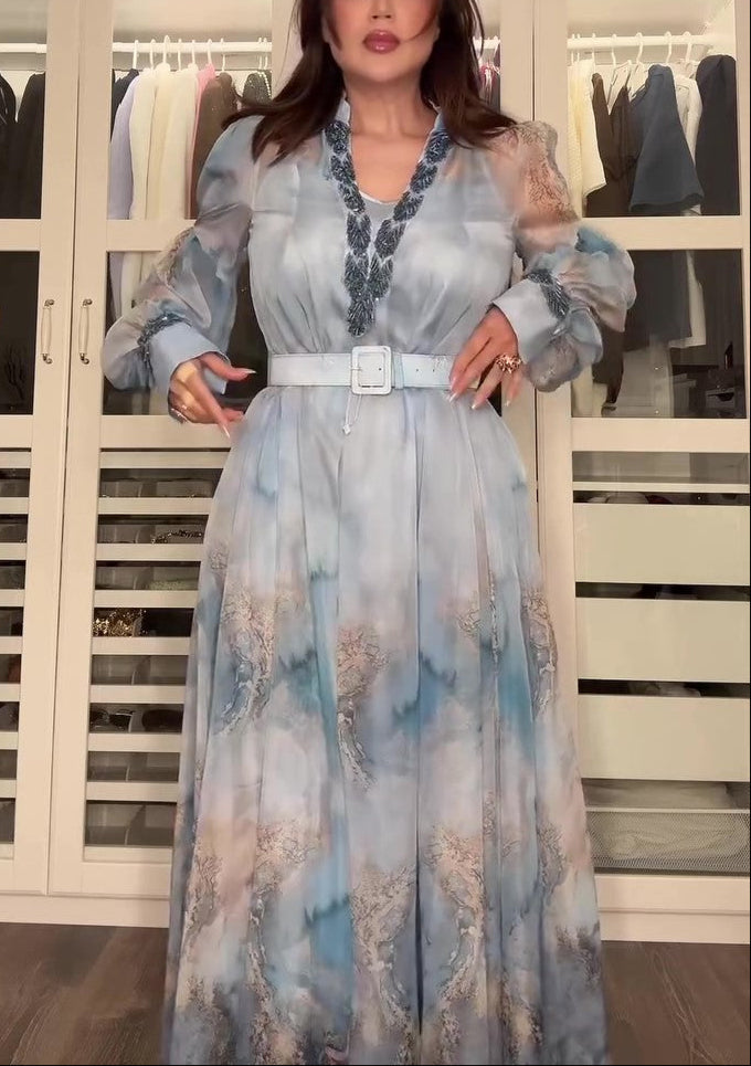 Summer Blue Tulle Maxi Dress