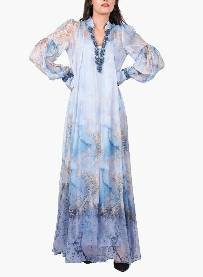 Summer Blue Tulle Maxi Dress