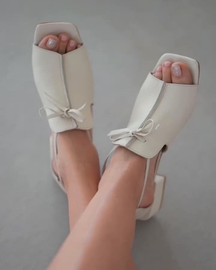Square Toe Leather Strappy Sandals