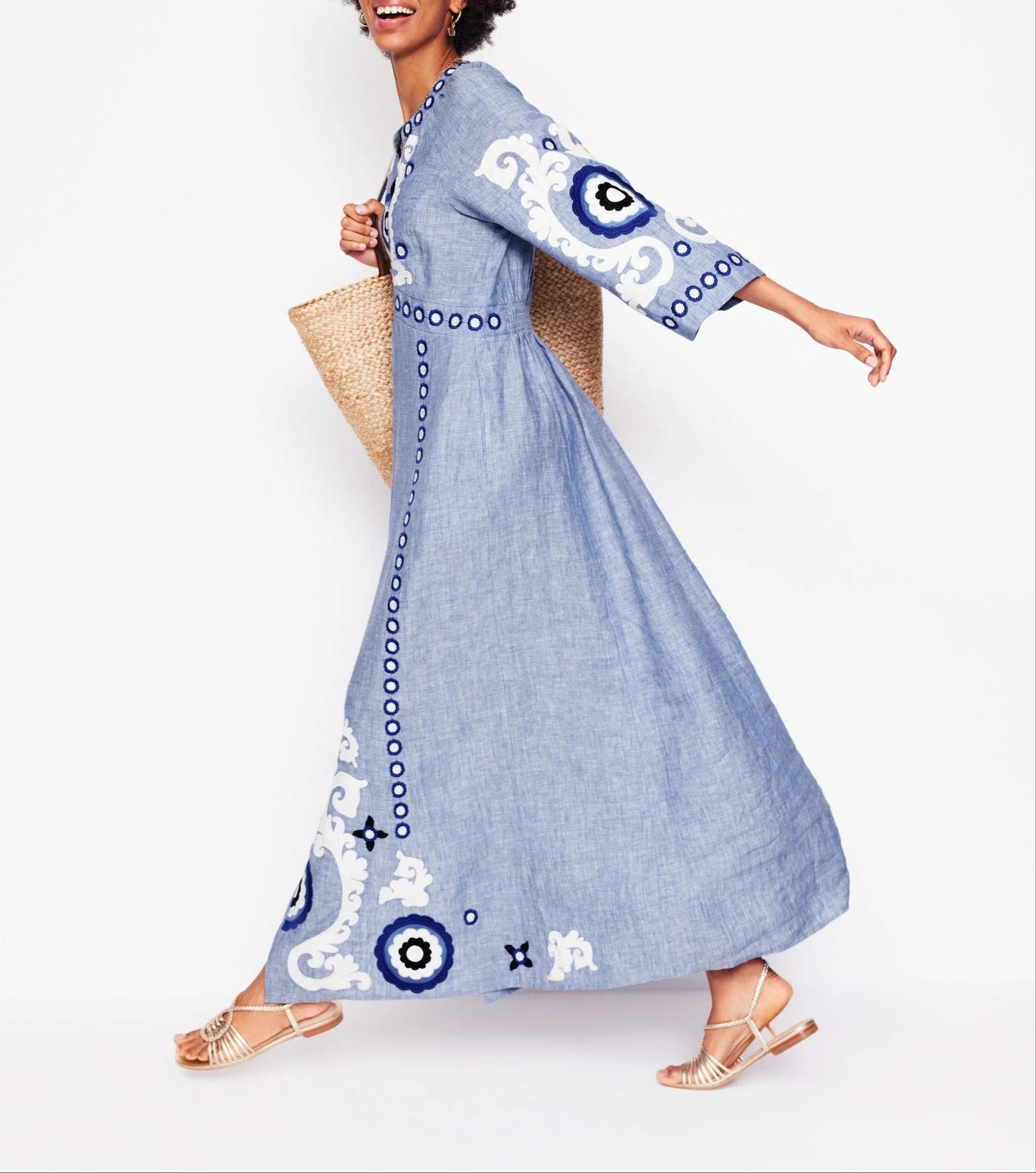 Linen Embroidered Dress