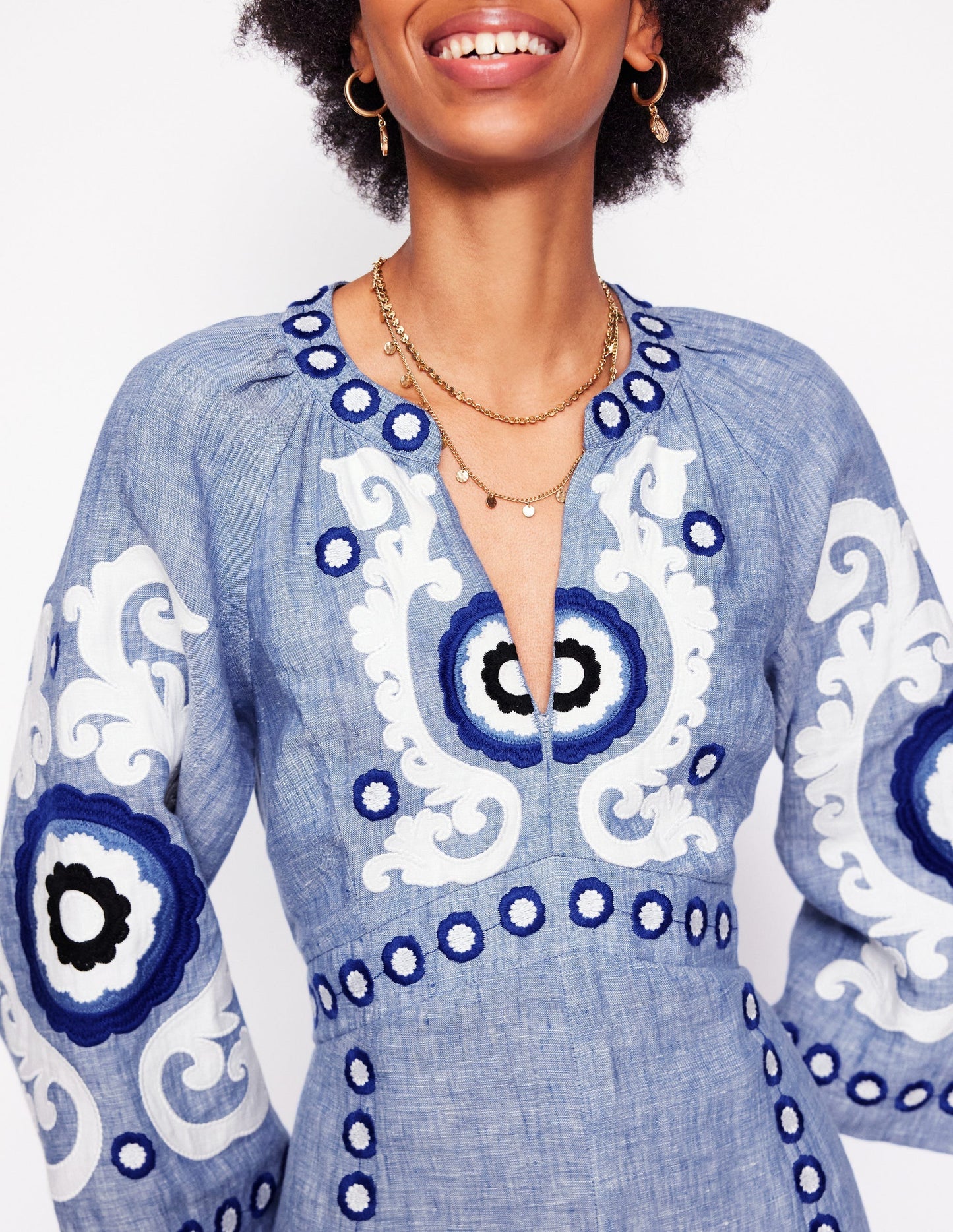 Linen Embroidered Dress