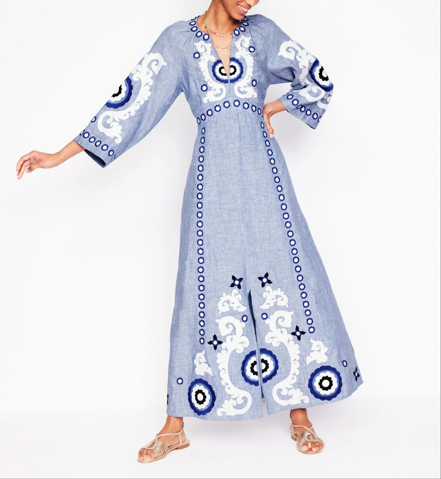 Linen Embroidered Dress
