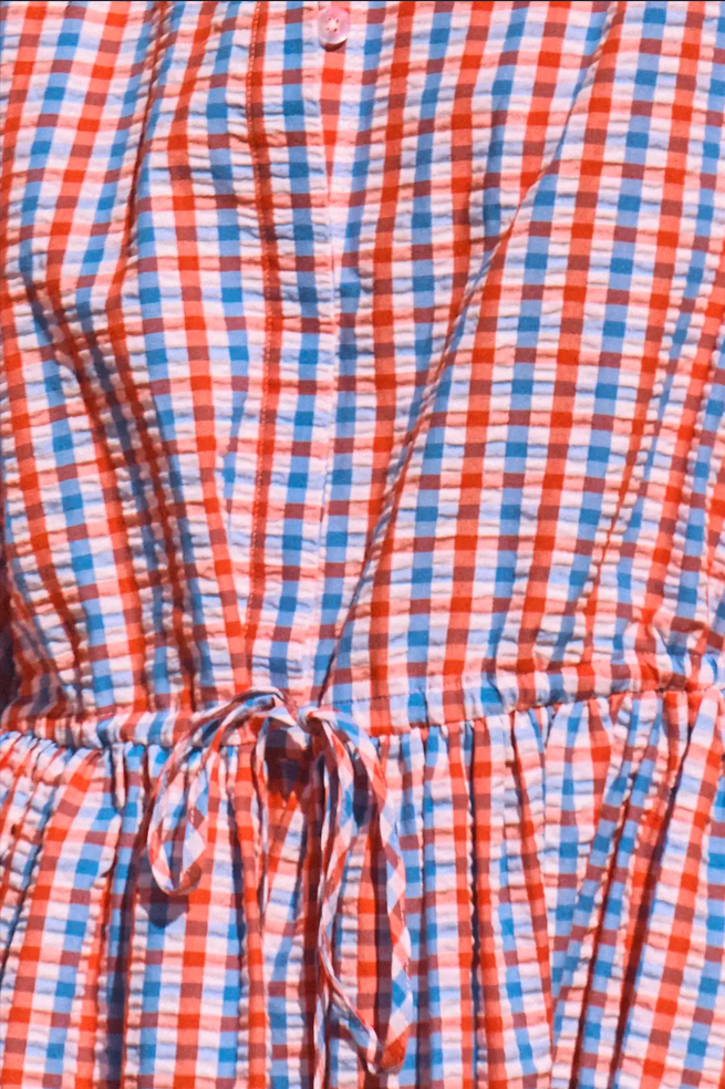 Puff Sleeve Gingham Mini Dress