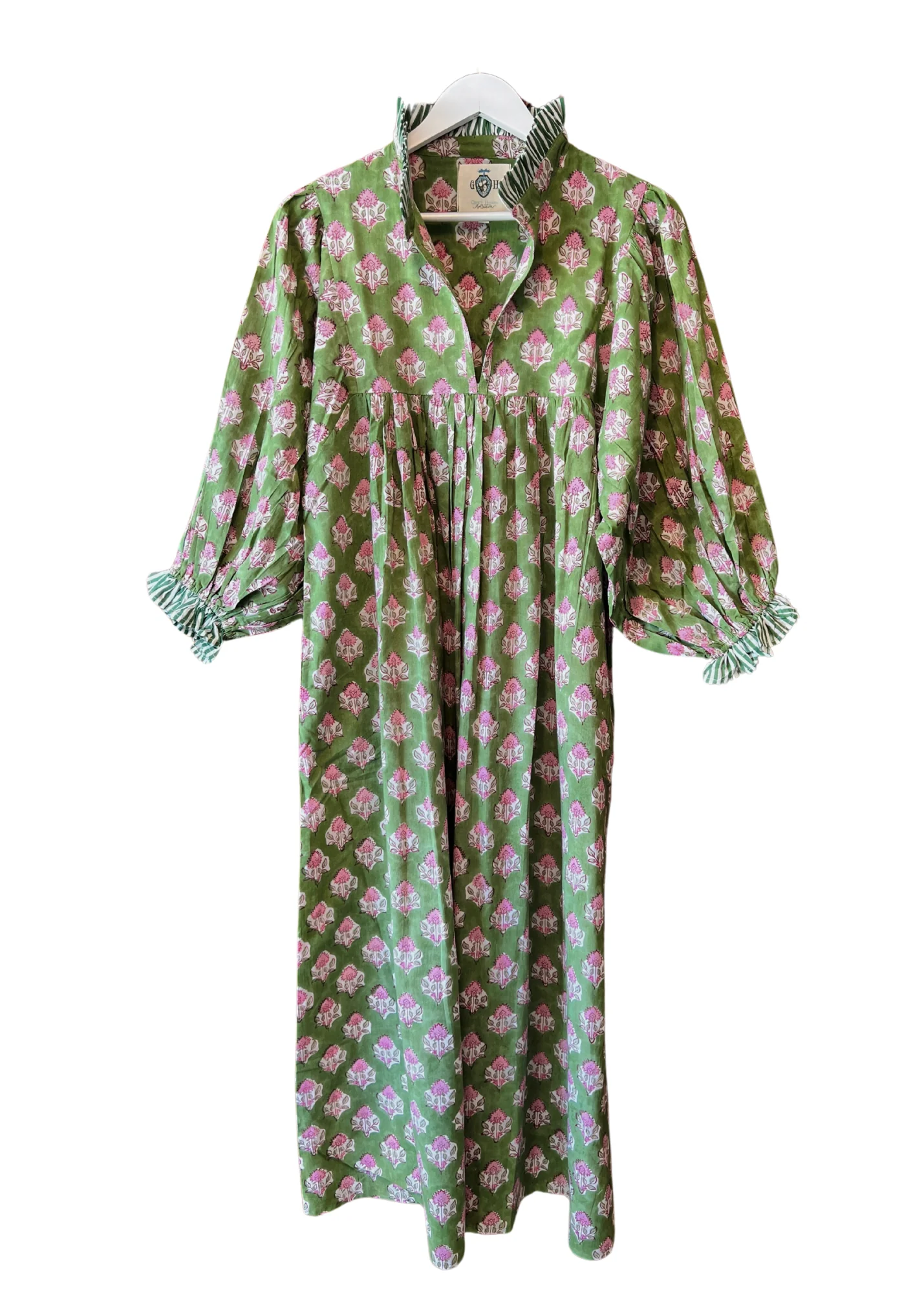 Cotton Block Print Maxi Dress