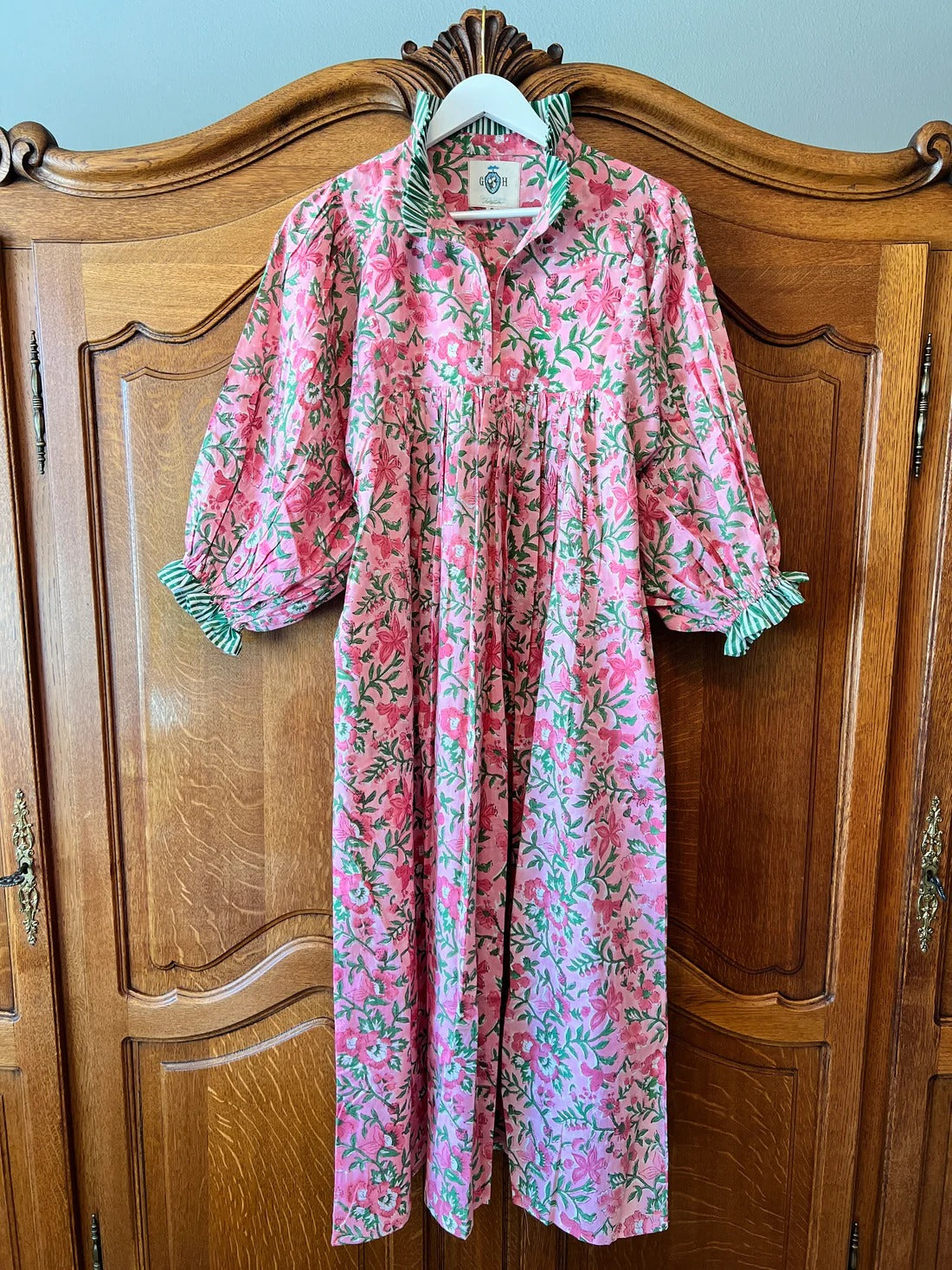 Cotton Block Print Maxi Dress