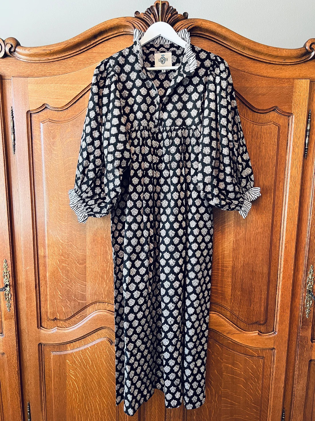 Cotton Block Print Maxi Dress