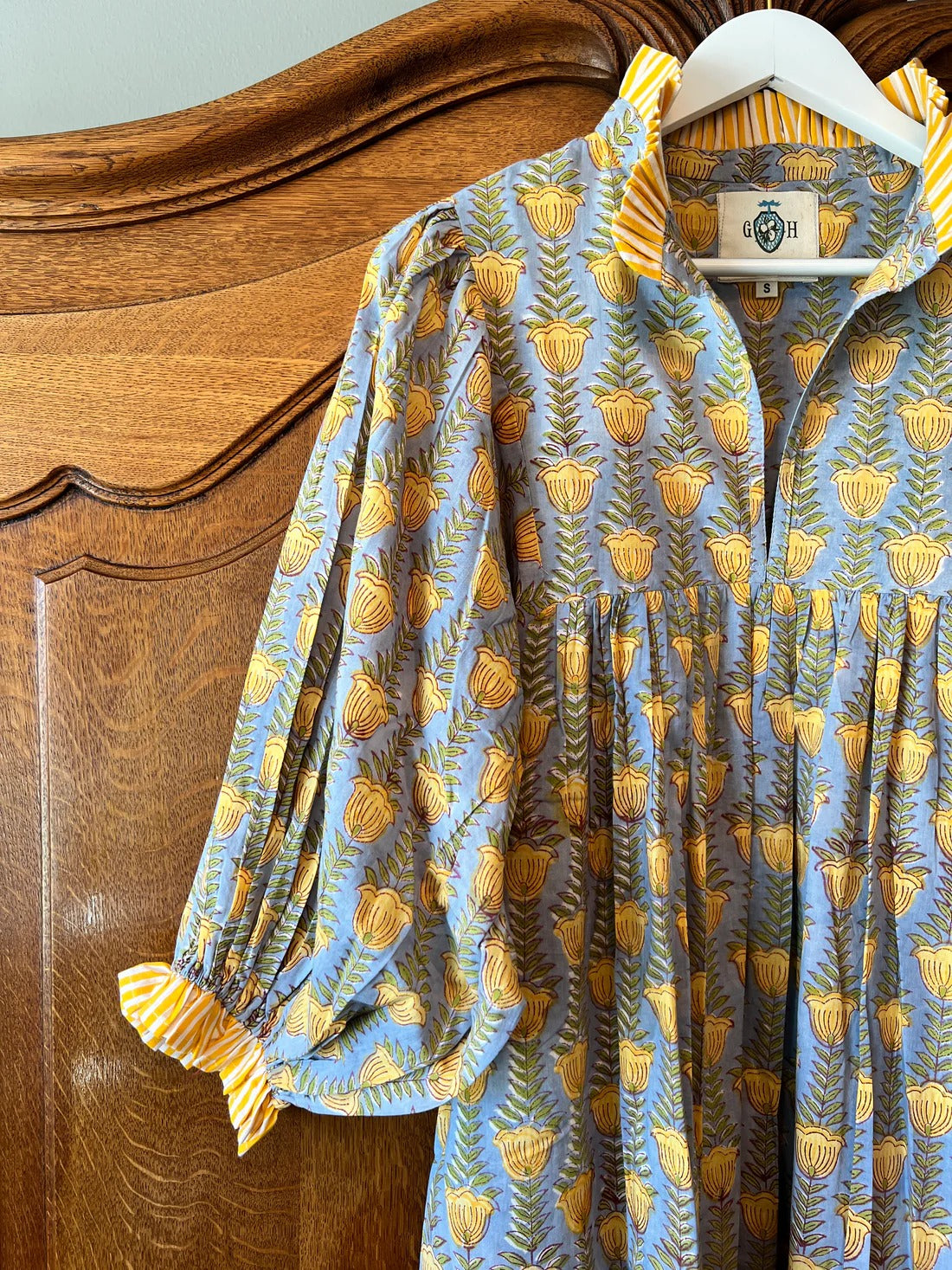 Cotton Block Print Maxi Dress