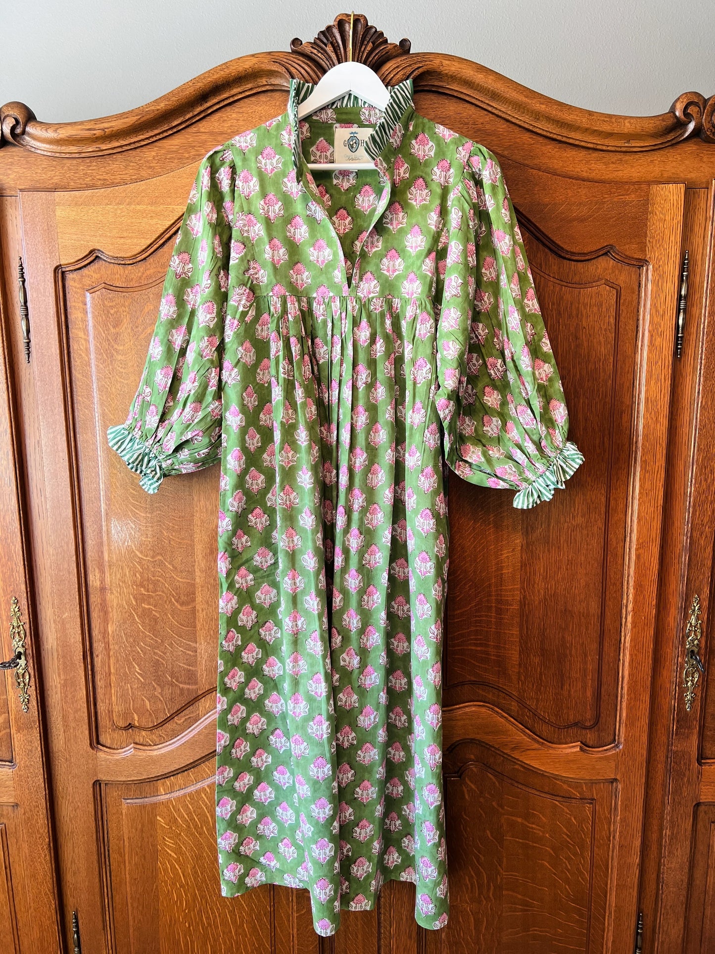 Cotton Block Print Maxi Dress