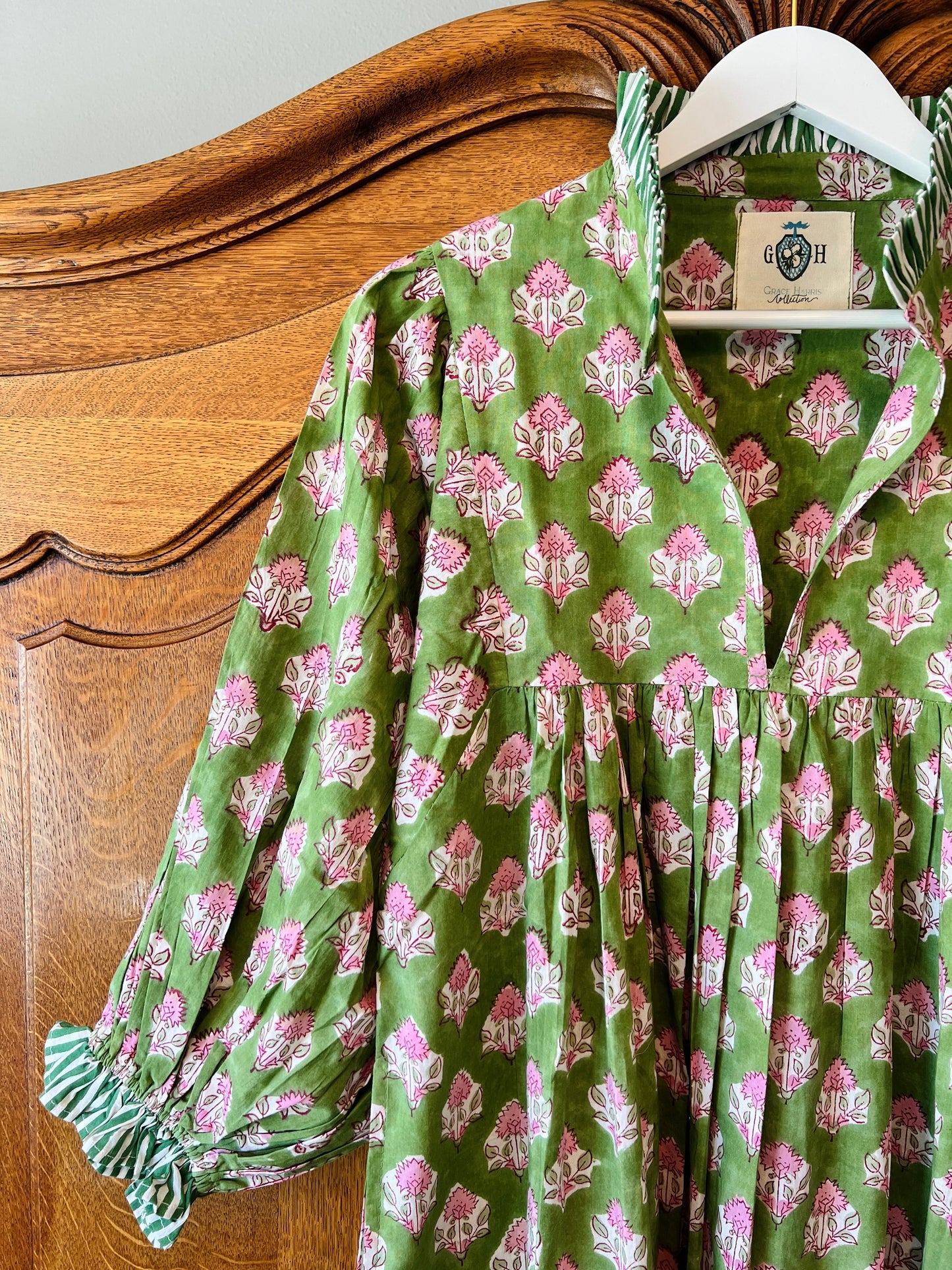 Cotton Block Print Maxi Dress