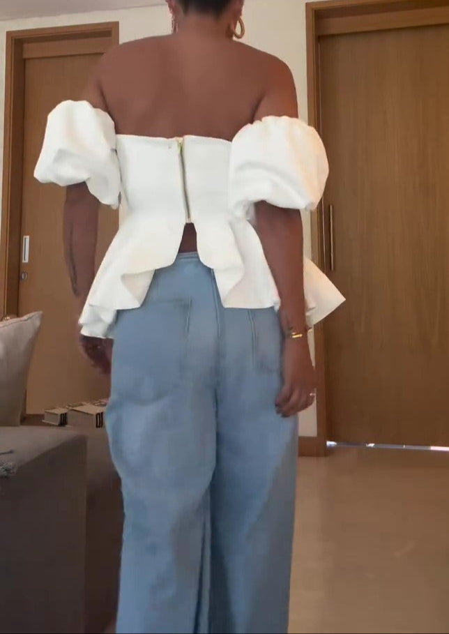 Off-shoulder V-neck Top