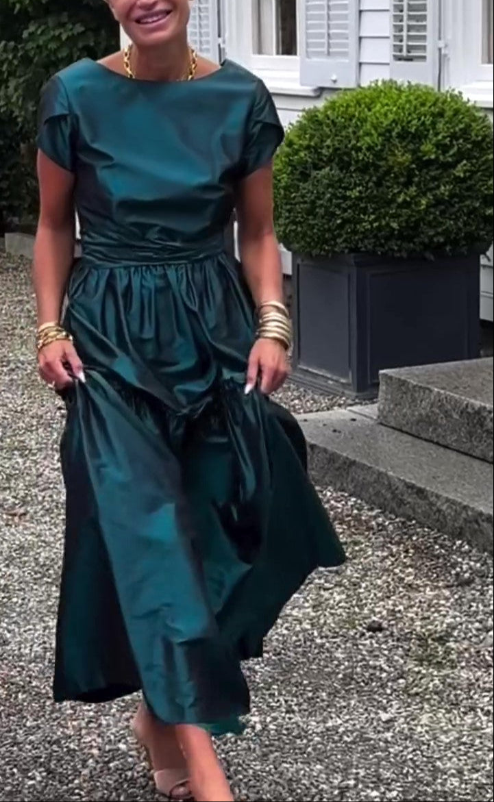 Dark Green Bleated Dress