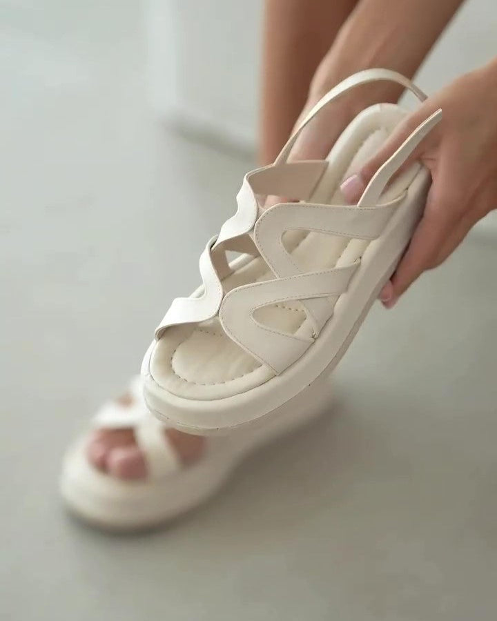 Cross Hollow Round Toe Open Toe Roman Sandals