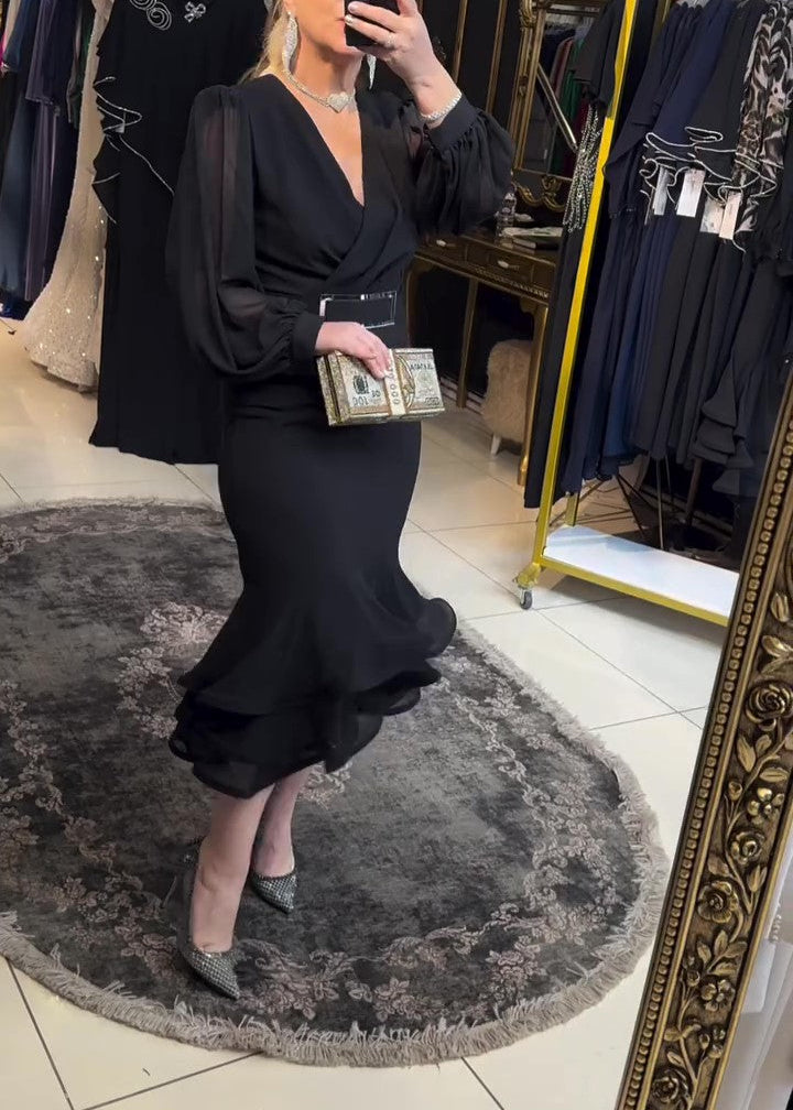 Temperament Long Sleeve Fishtail Dress