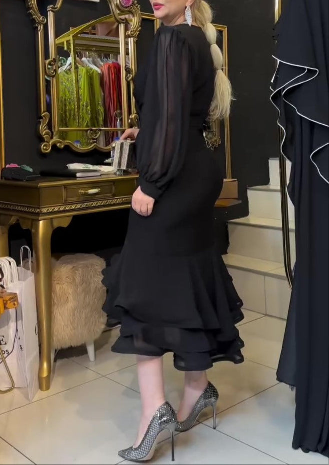 Temperament Long Sleeve Fishtail Dress