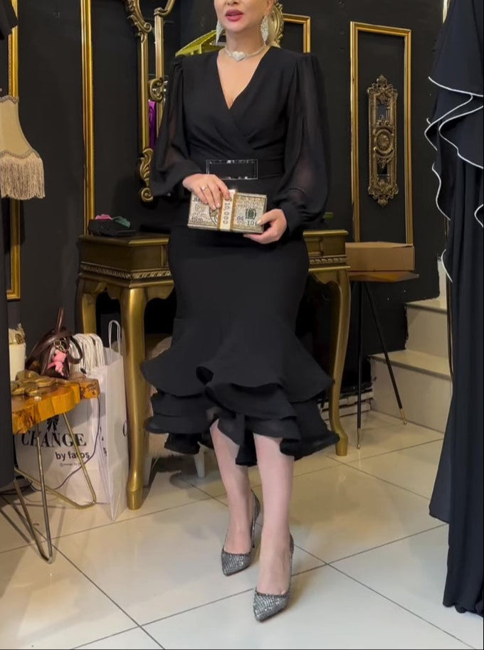 Temperament Long Sleeve Fishtail Dress