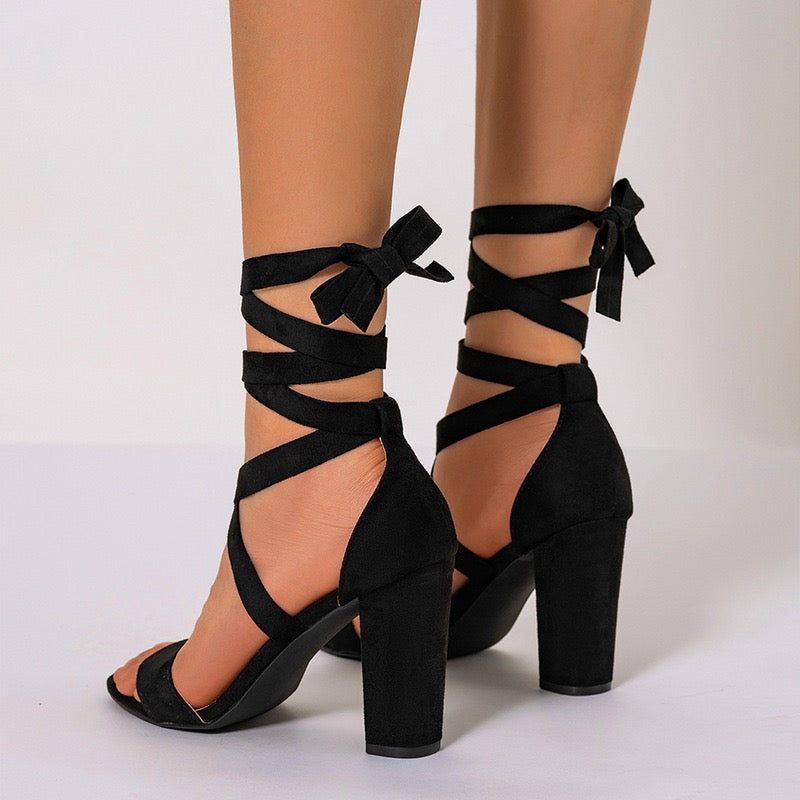 Cross-strap block-heeled sandals
