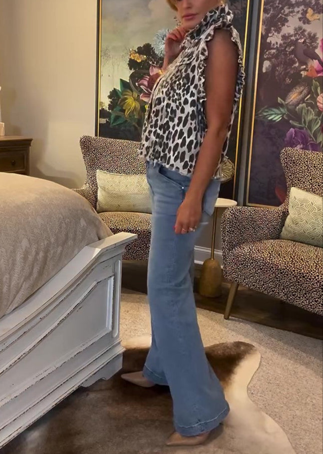 leopard print vest jacket
