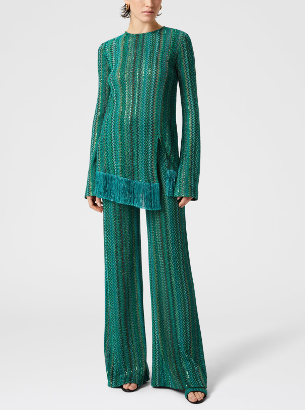 Asymmetric Tassel Zigzag Sweater Set