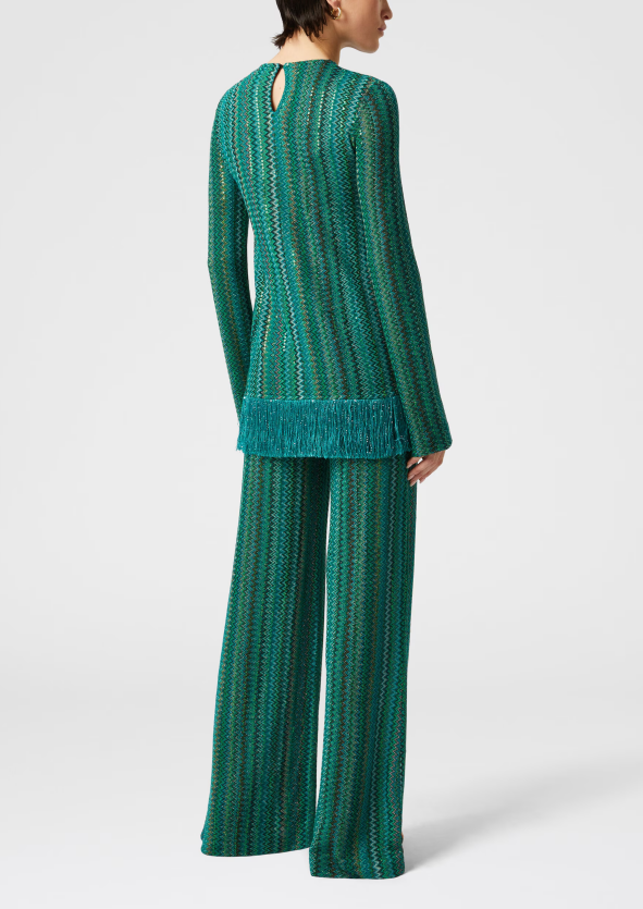 Asymmetric Tassel Zigzag Sweater Set