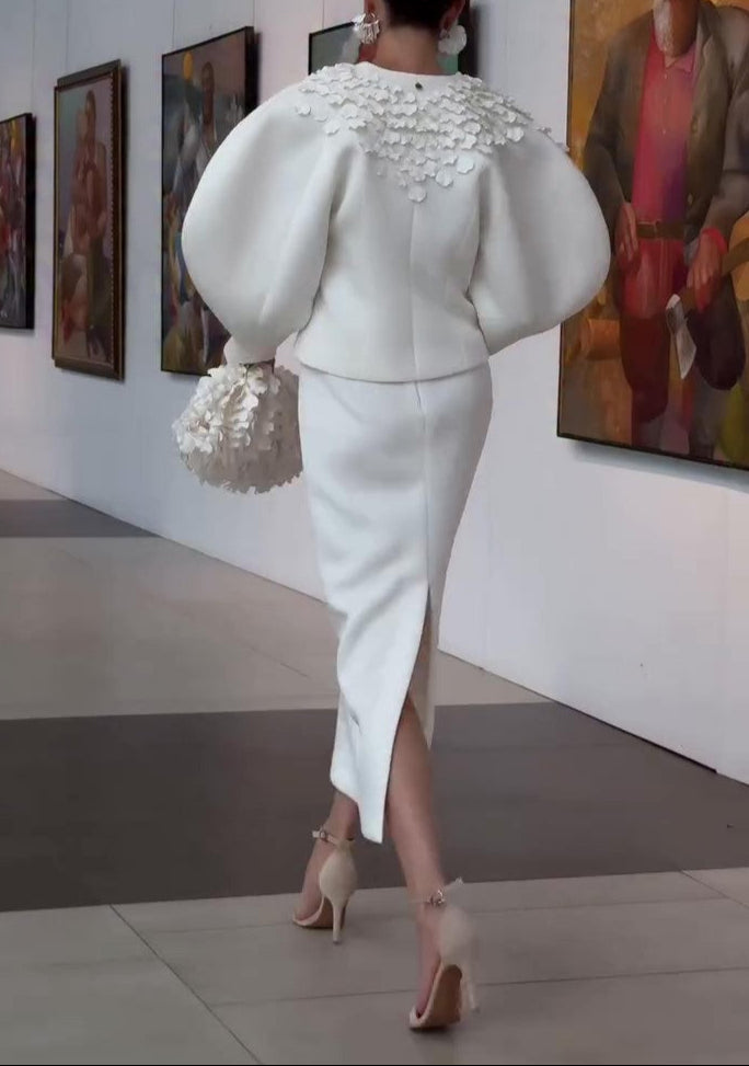 Petal Embellished Jacket & Skirts&Bag
