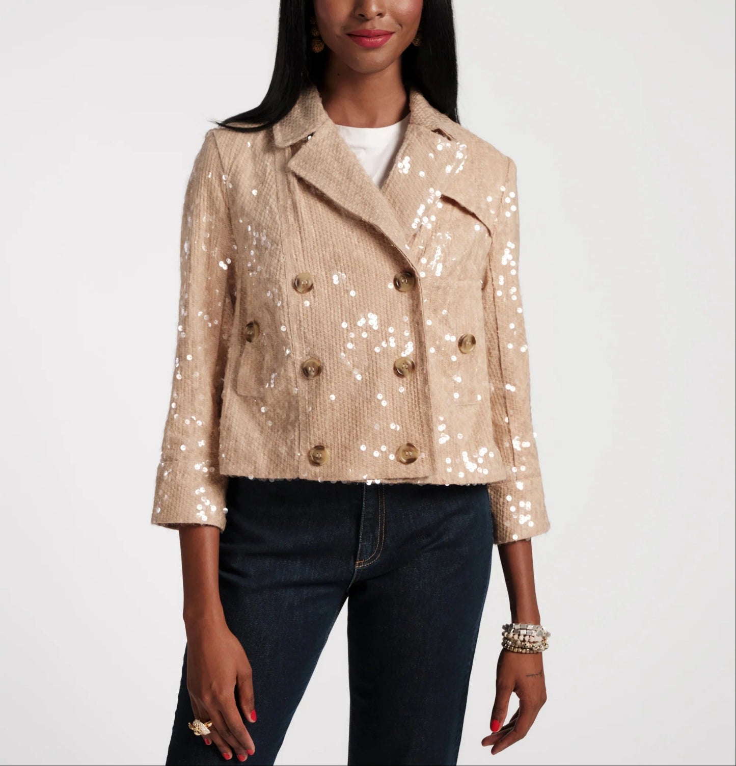 Fashion Double-breasted Sequin Jacket