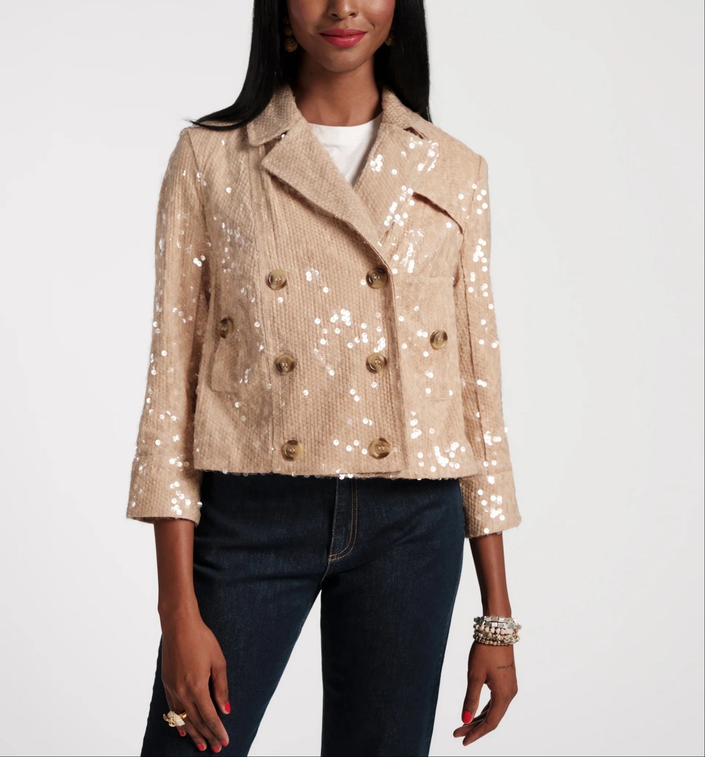 Fashion Double-breasted Sequin Jacket