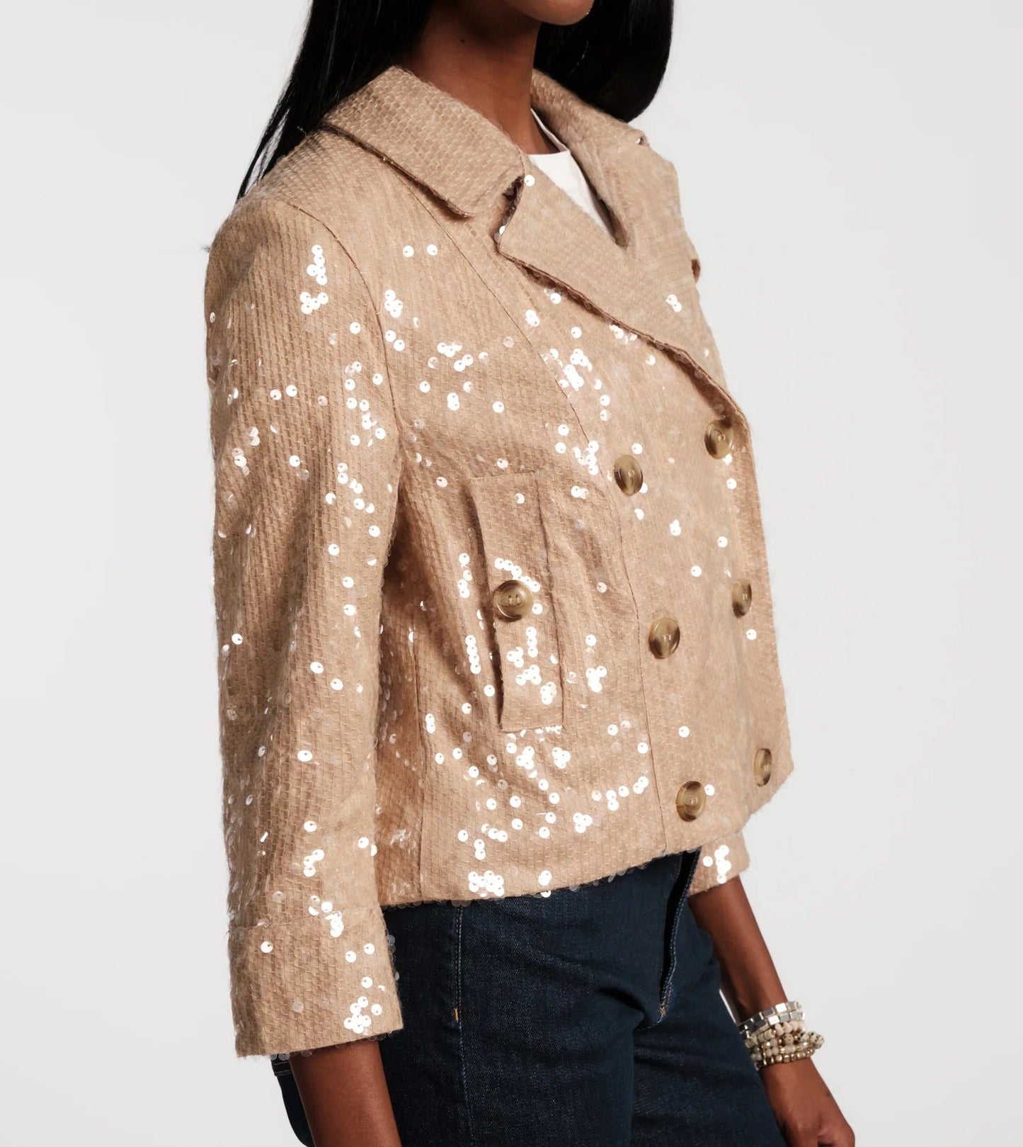 Fashion Double-breasted Sequin Jacket