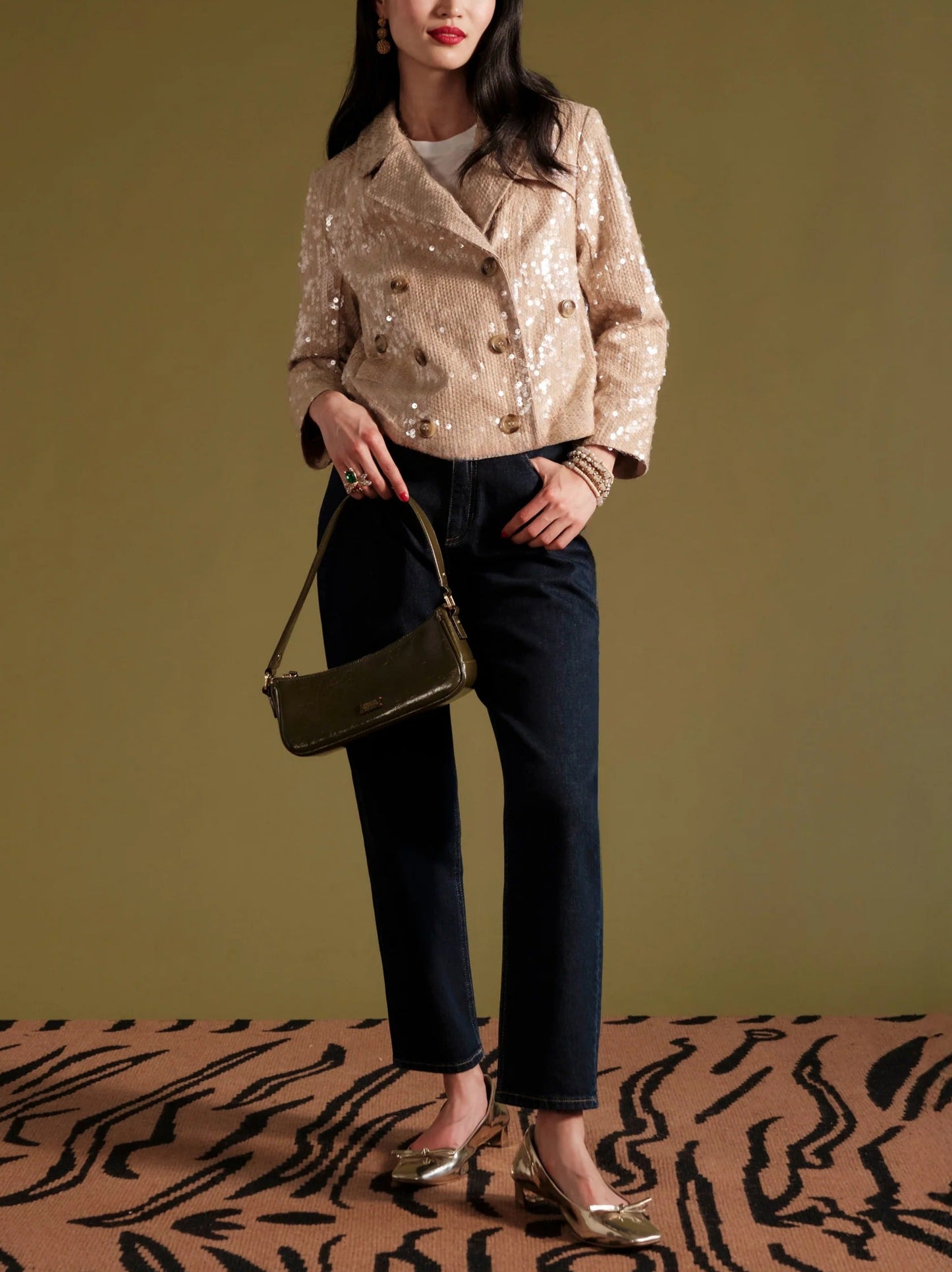 Fashion Double-breasted Sequin Jacket