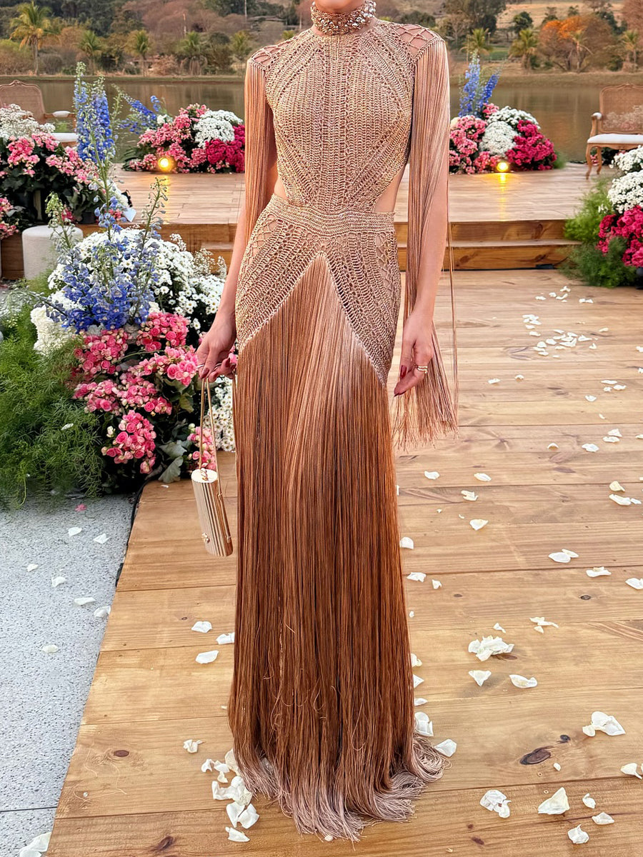 Fringed Crochet Maxi Dress