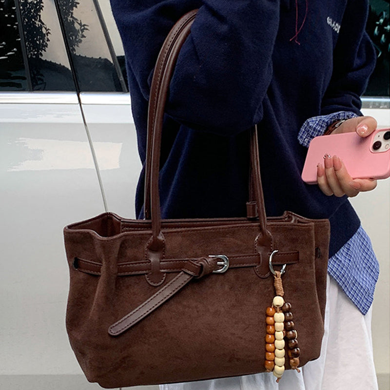 Vintage Large Capacity Suede Tote Bag Underarm Bag