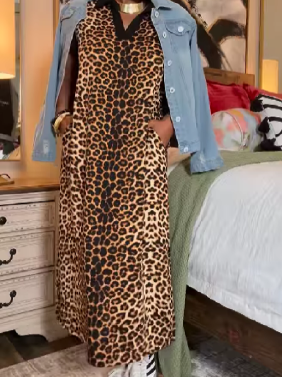 Leopard-Print Sleeveless Dress