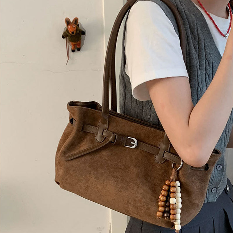Vintage Large Capacity Suede Tote Bag Underarm Bag