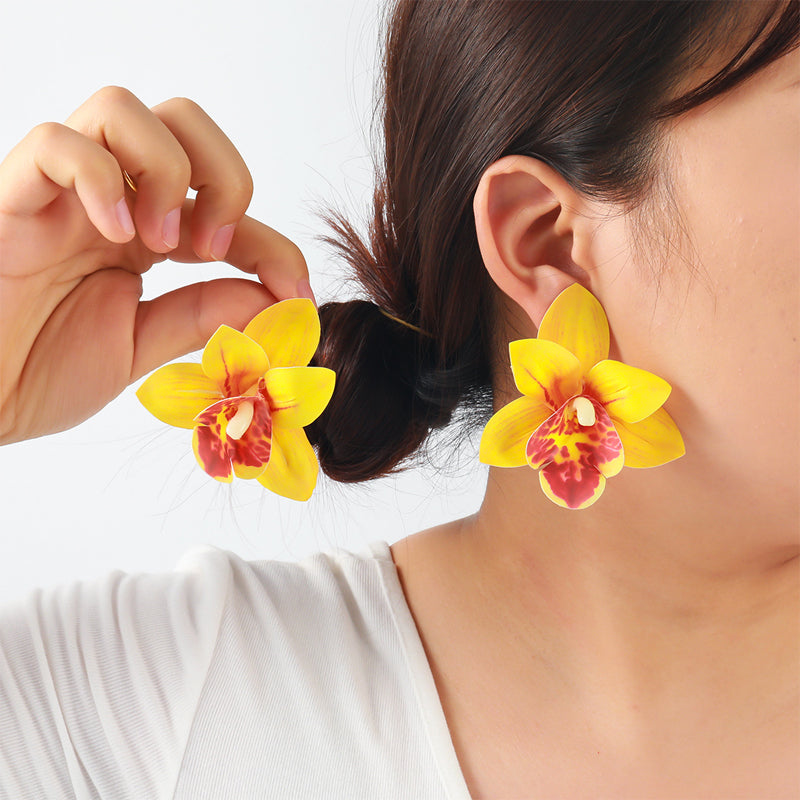 Holiday Phalaenopsis Multi-layer Earrings