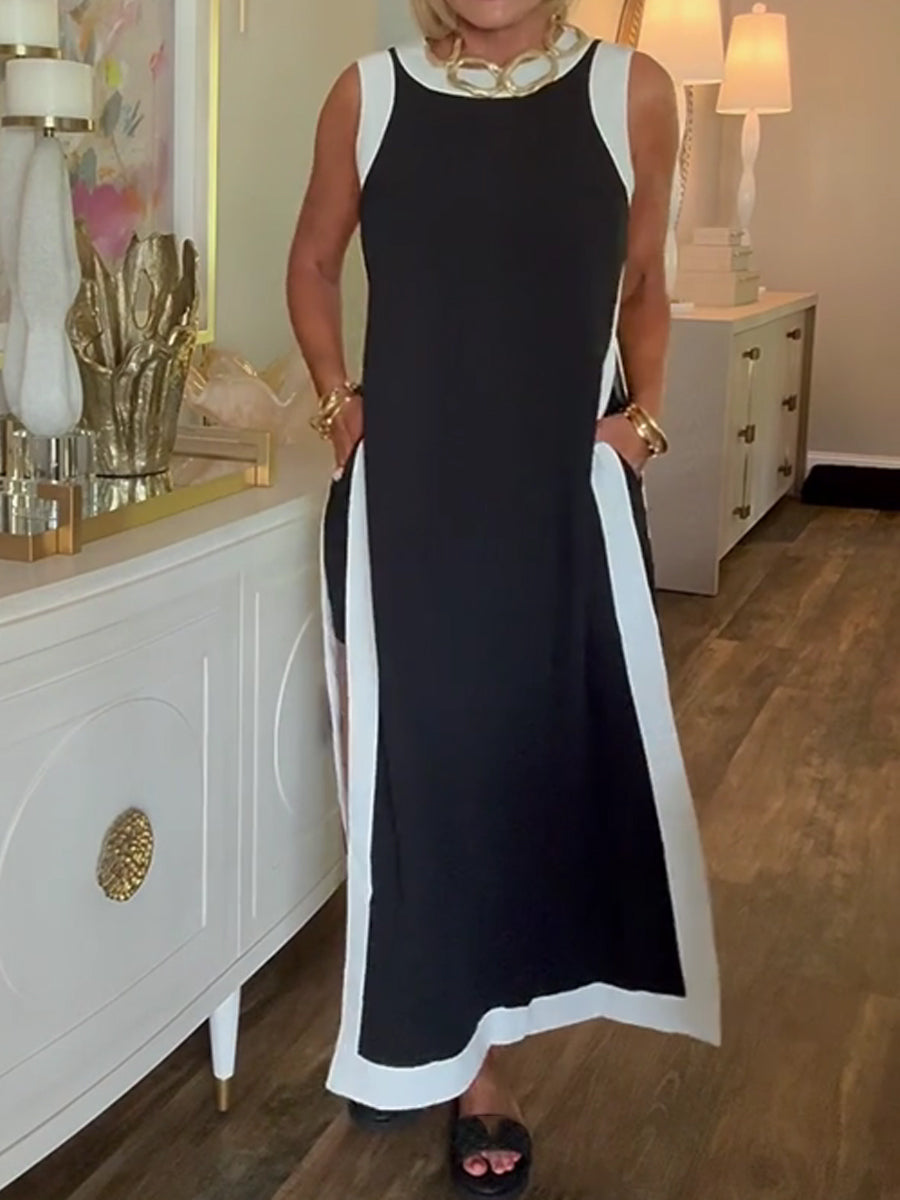 Color Block Sleeveless Maxi Dress & Shorts