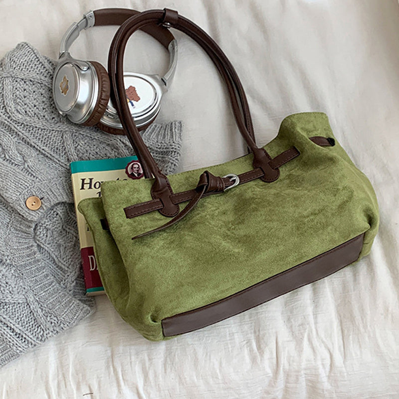Vintage Large Capacity Suede Tote Bag Underarm Bag