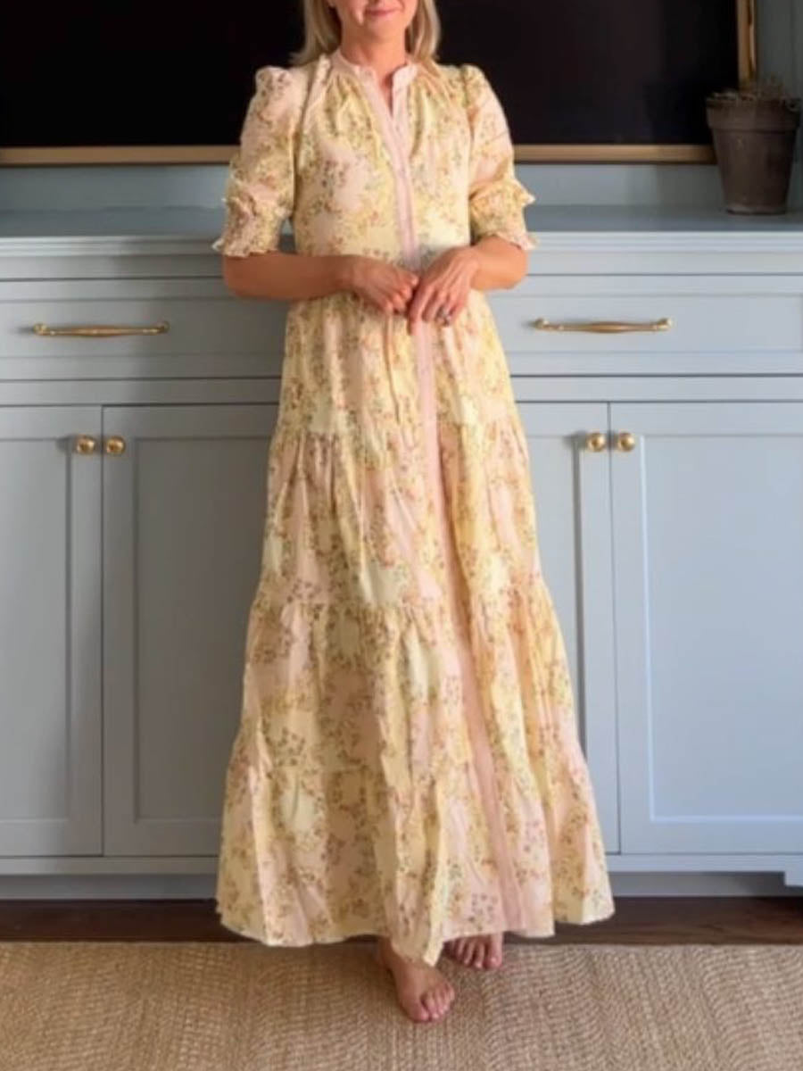Linen-blend Midi Dress In Yellow