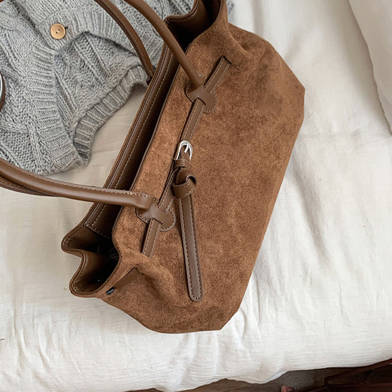 Vintage Large Capacity Suede Tote Bag Underarm Bag