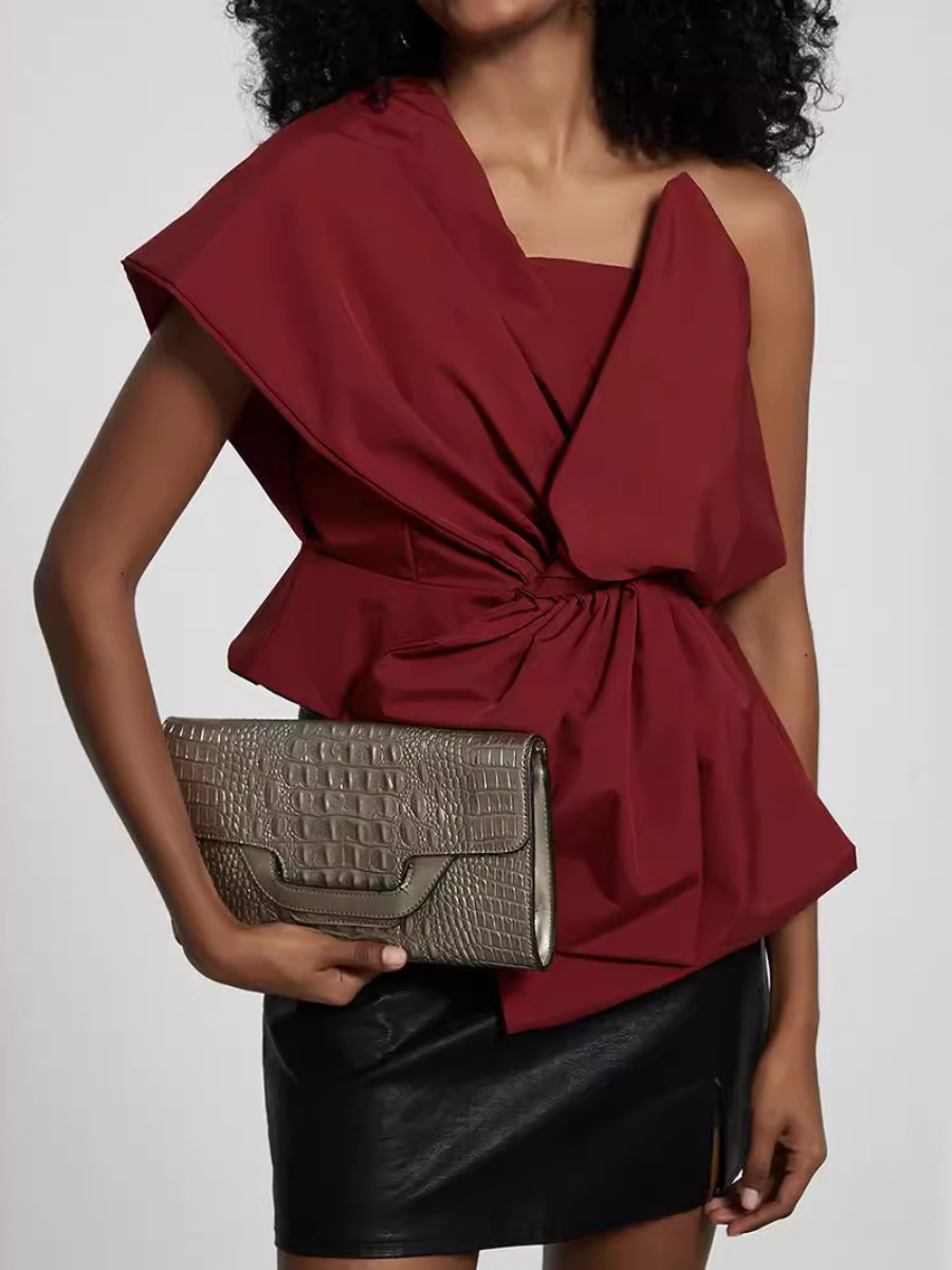 Bow Detail One Shoulder Fashion Top