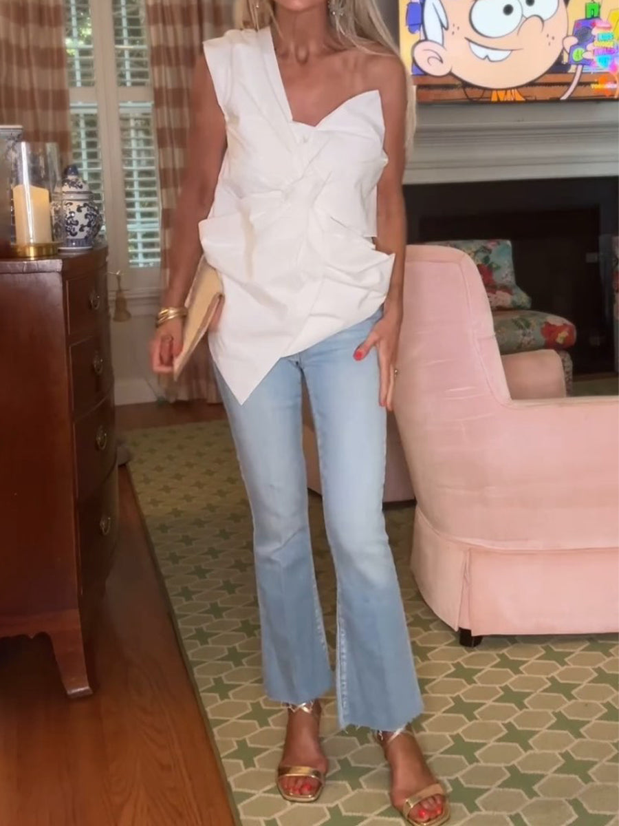 Bow Detail One Shoulder Fashion Top